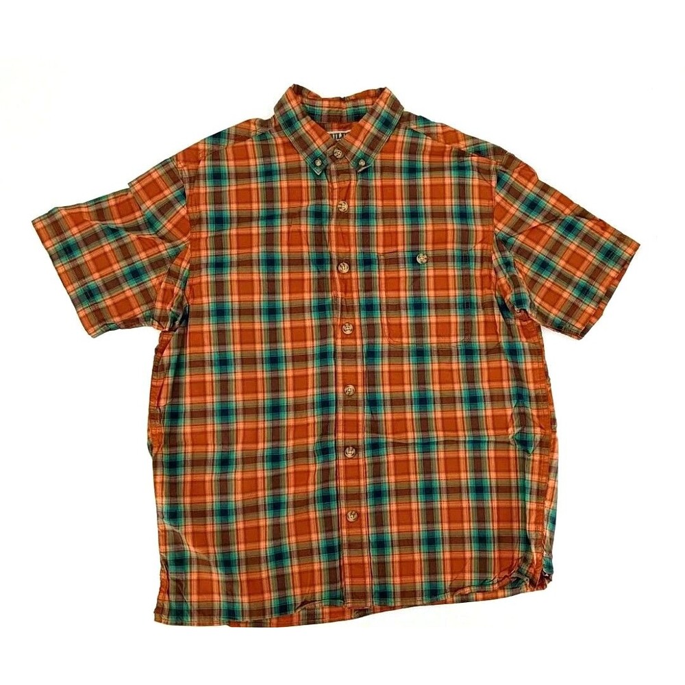 Gorpcore Plaid Button Down Shirt Medium Cotton Outdoor Hiking Fisherman Colorful